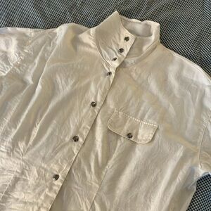 4/$20 Japanese 100% cotton button down top small ivory